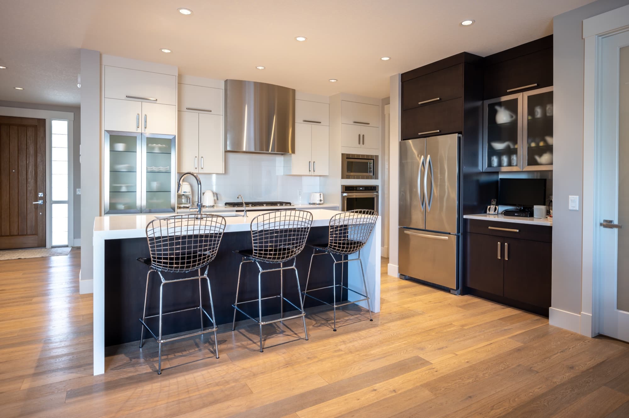 Modern kitchen interior with stainless steel appliances